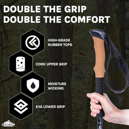 Cascade Mountain Tech Verstellbare Trekkingstöcke aus Aluminium, leicht, Schnellverschluss, 1 Set (2 Stöcke)