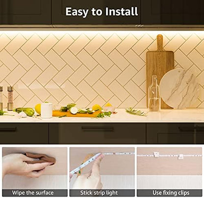 Lepro Warm White LED Strip Light 5M 300 LEDs, 1650lm Dimmable LED Tape Lights, 3000K Flexible LED Lights for Bedroom Kitchen Under Cabinet Wardrobe Stair 12V Power Plug and Dimmer Switch Included