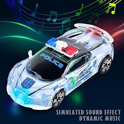 Tuko Police Car Toy with Light and Sound, 1:36 Car Toy for 3+ Years Old Boy and Girl Gift,White