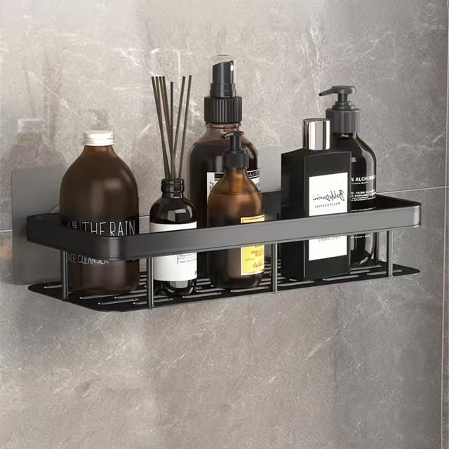 Uwenkjie 3-in-1 Adhesive Shower Caddy: Soap Dish, Storage Basket & Drain Tray. No-Drill Wall Mounted Organizer for Sponge, Razor