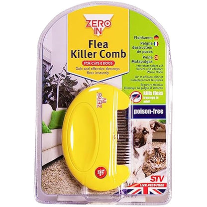 Zero In Flea Killer Comb. Poison-Free, Electric Flea and Tick Comb Treatment for Use on Cats, Dogs and Pets with Fur