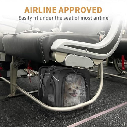 Petsfit Cat Carrier Airline Approved ，Large Cat Carrier,Foldable Cat Carriers Medium Two-Way Placement on Plane for Cats and Small Dogs, Black