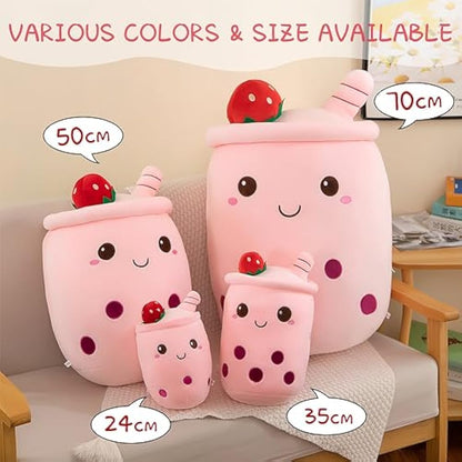Bubble Tea Plush Pillows, Cute Boba Plushies Soft Toys Giant Stuffed Animal Pillow for Boba Lovers (Brown, 24cm)