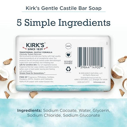 Kirk's Fragrance Free Castile Bar Soap (3 Pack)