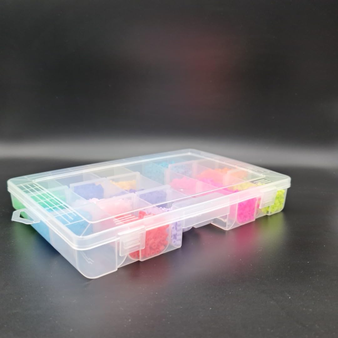 SHC Web Medium Adjustable 18 Compartment Box - Craft/Hobby Organiser Case for Beads/Findings/Sewing/Embroidery/Parts Storage - Removable Dividers