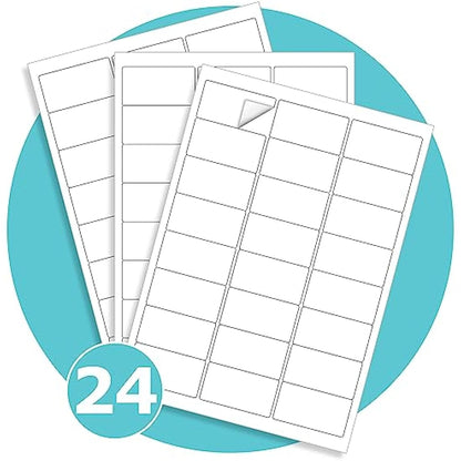 Triplast 50 x Multipurpose A4 Label Sheets - 24 Labels Per Sheet (64 x 34mm Each) - Easy Peel White Labels for Inkjet & Laser Printer - Address Labels, Shipping Labels, File Labels, DIY Stickers