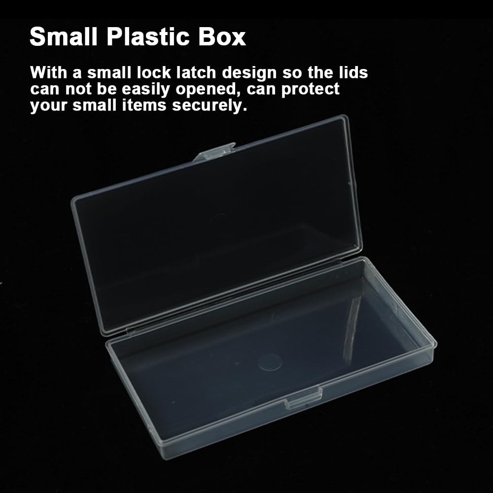 Eleanly 4 Pcs Small Plastic Box Rectangular Empty Mini Clear Plastic Organizer Storage Box Craft Storage Box with Flip Lid for Small Items and Other