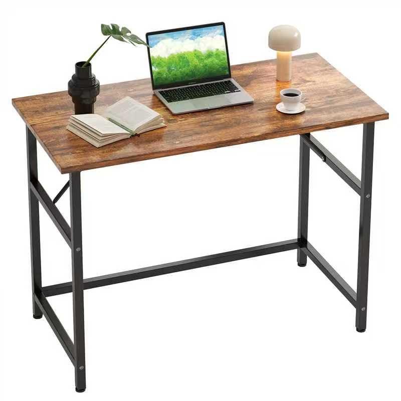 Xyphren 80cm Desk, Small Computer Desk for Home Office, Study Writing Table for Bedroom Living Room, Easy Assembly Metal Frame Industrial Style Brown