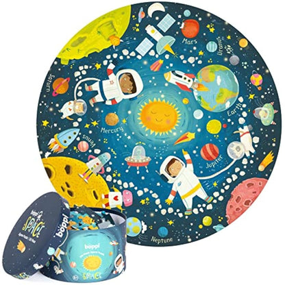 Boppi puzzles for 5+ year olds / 150 Piece Round Circle Space Jigsaw Puzzles for Kids Aged 5-8 Made with 100% Recycled Card – Space