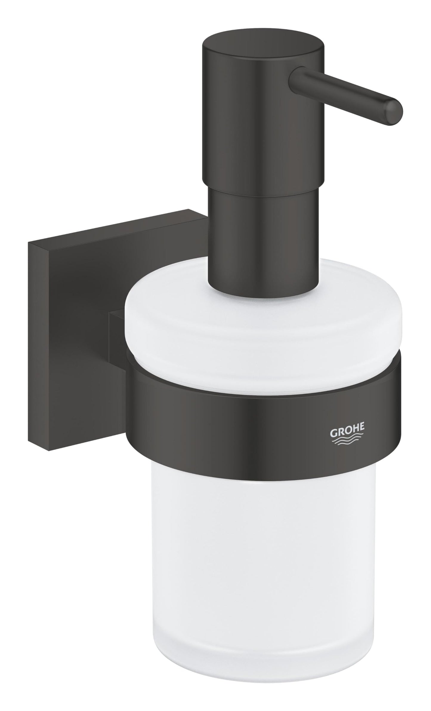 GROHE Start Cube QuickFix Soap Dispenser with Holder & A1 QuickGlue (Material: Iced Glass & Metal, Filling Quantity 160 ml, with Screws & Dowels)