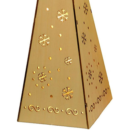 WeRChristmas Wooden Pyramid Christmas Trees with Warm White LED Lights Decoration - Multi-Colour, Set of 3