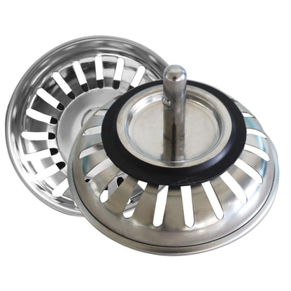WaiiHO 036 Stainless Steel Kitchen Sink Strainer, 83mm Diameter, with Rubber Seal, 2 Pack