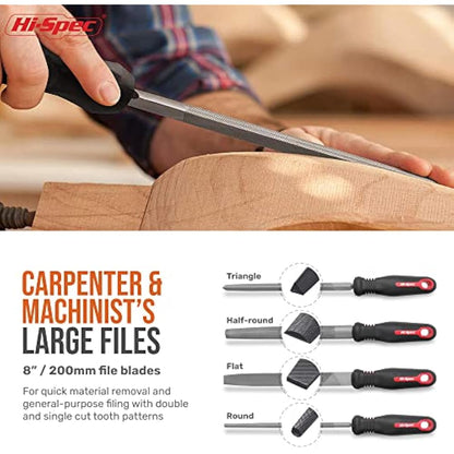 Hi-Spec 17 Pc Metal File Set – Hand & Needle Files, Large & Fine Micro Steel, Flat, Half, Round & Triangle for Crafts, Metal & Wood Work, All in a Large Zipper Storage Case