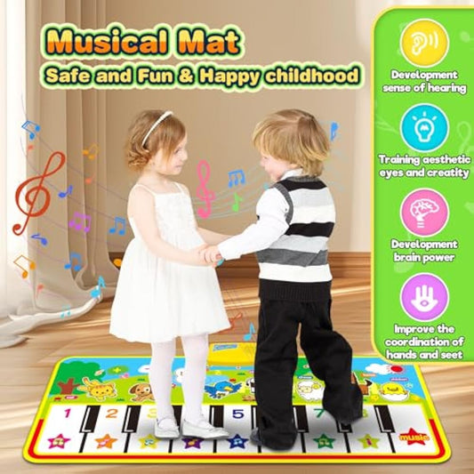 m zimoon Piano Mat, Kids Large Music Mat Children’s Touch Play Musical Carpet Piano Floor Mat Dance Mat Gifts Toys for 2 3 4 5 6 7 8 Years Old Kids Boys Girls Toddlers(135 × 58 cm)