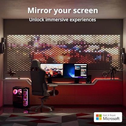 Twinkly Matrix 500 LED RGB, High Density LED Curtain, Smart Multicolor Gaming RGB Lights, Razer Chroma, Omen, Alexa, Google Home Compatible, Gaming Lights, App Control, Transparent Wire, 0.5m x 2.4m