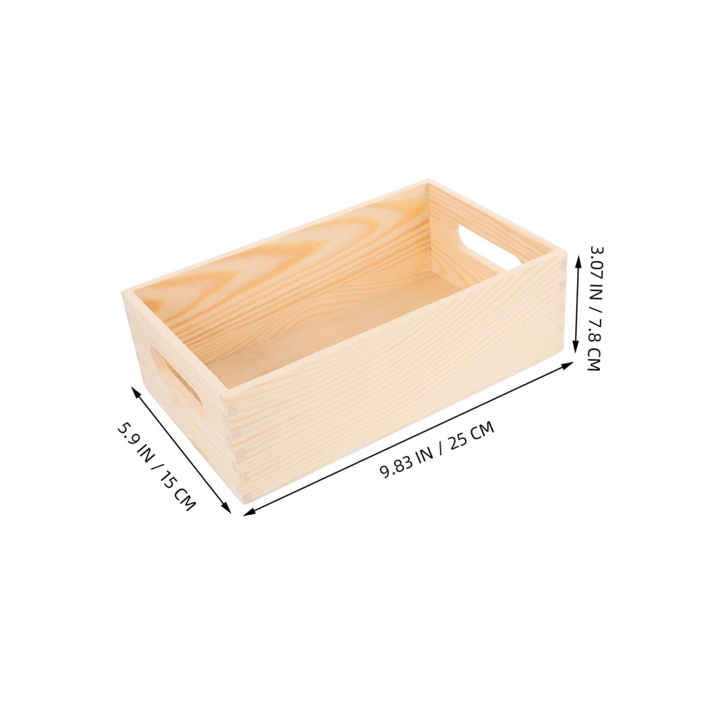 HOMOCONO Wooden Organizer Box with Builtin Side Handles Small Desktop Crate Storage Box for Home Storage with Fine Craftsmanship and Minimalist Design