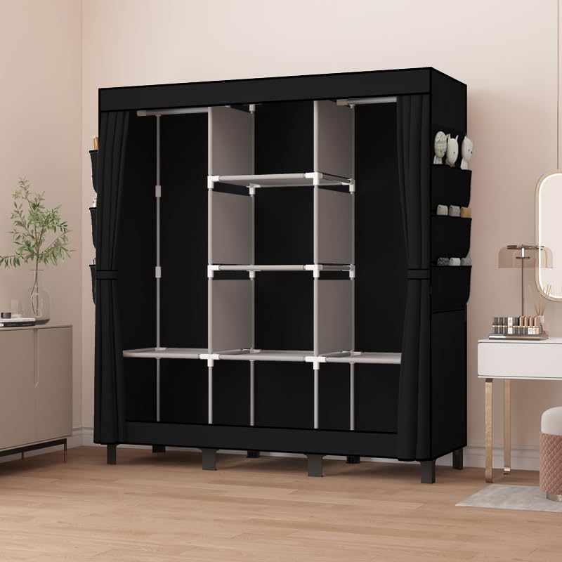lishbie Portable Fabric Wardrobe,130x45x172cm Foldable Storage Closet