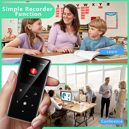 128GB MP3 Player with Bluetooth 5.2, AiMoonsa Music Player with Built-in HD Speaker, FM Radio, Voice Recorder, HiFi Sound, E-Book Function, Earphones Included