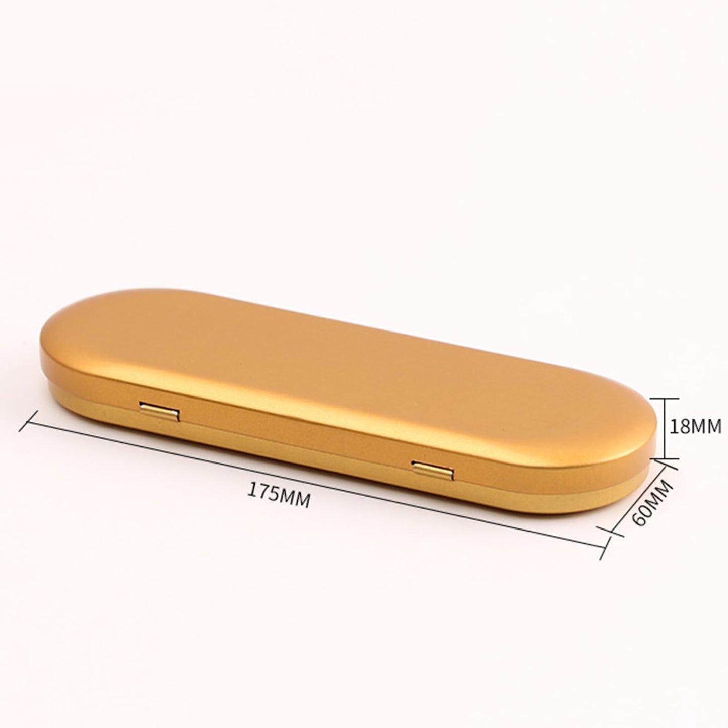 Aoktorkit 1PCS Metal Tin Box Container, 17.5x6x1.8cm Oval Empty Mini Storage Box Portable Storage Container with Lid for Small Items, Gold