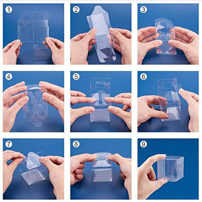 BENECREAT 60PCS 4x4x4cm Clear Cube Wedding Favour Boxes PVC Transparent Cube Gift Boxes for Candy Chocolate Birthday Party