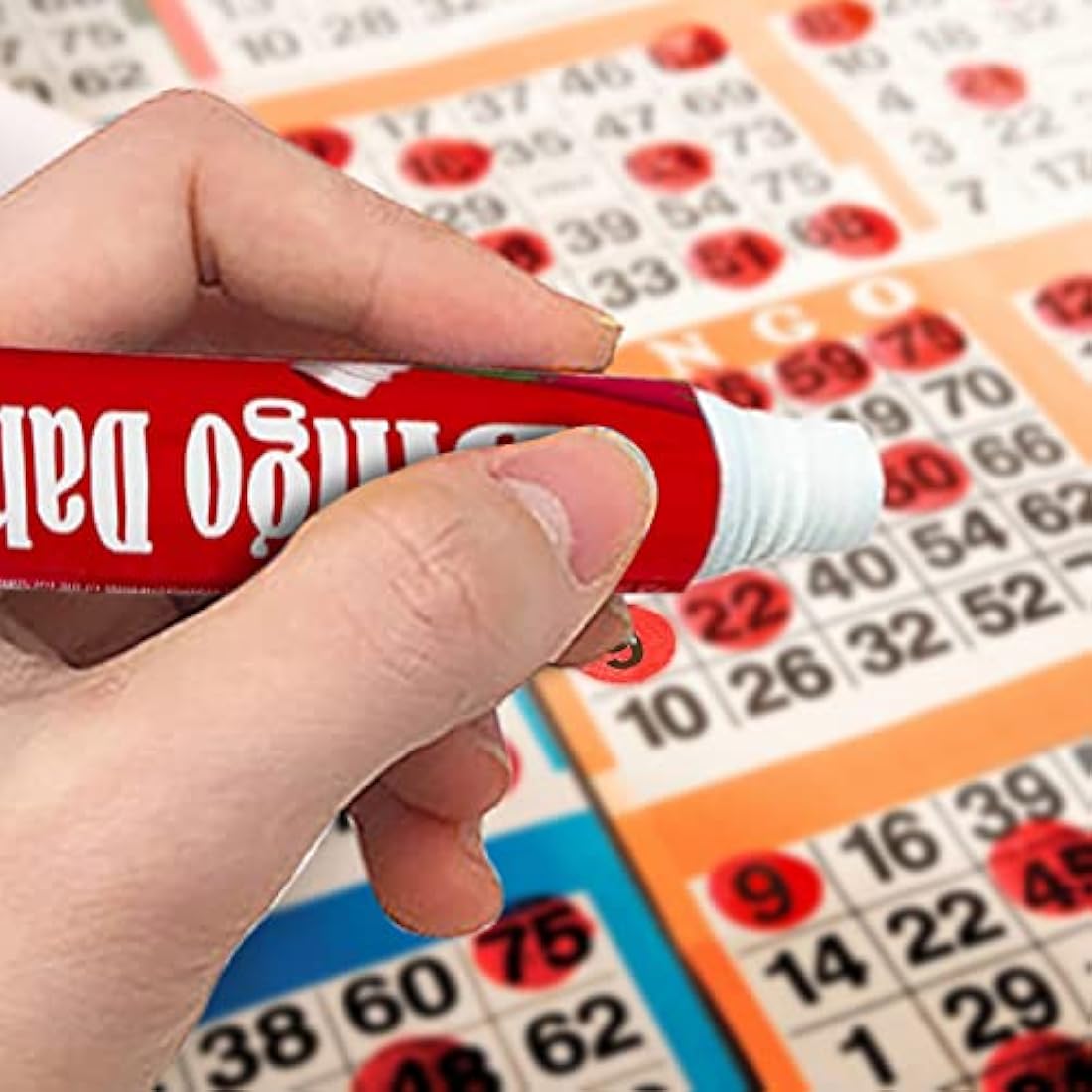 (Pack of 4) Large Bingo Dabber Marker Pens Non drip Bingo Dabbers Bright Assorted Colours Dauber Marker for Bingo Tickets Bingo Flyers Lotto Fun Family Game