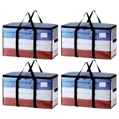 TAILI Extra Large Moving Bags,4 Pack Clear Heavy Duty Totes For Storage,Wrap Around Handles,Storage Bags for Clothes,Bedding,Space