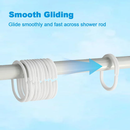 Armo® 24 x Plastic C Shaped Shower Curtain Hooks White Bathroom Rod Shower Hooks Rings 24 Pack