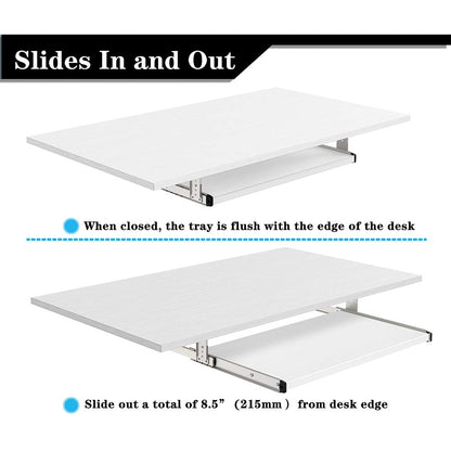 FRMSAET Under Desk 20/24/30 inch Keyboard Drawer Platform24 inch,White
