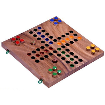 LOGOPLAY Ludo Classic Family Board Game 2-4 Players Fun Game for Kids and Andults Playing field 26 x 25 cm - wooden dice game