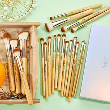 Jessup Brand 20pcs Beauty Bamboo Professional Makeup Brushes Set Make up Brush Tools kit Foundation Powder Brushes Eye Shader T145