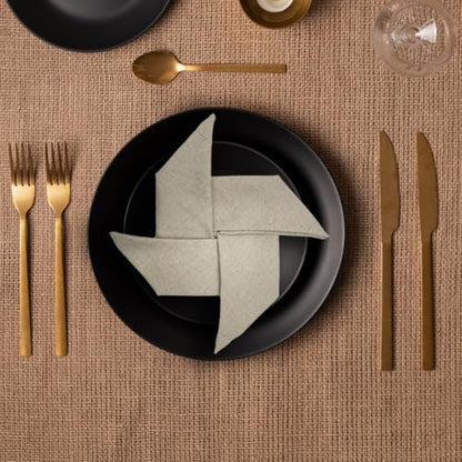 Sweet Needle 100% Pure Linen Napkins with Hemstitch Natural - 50x50 CM | Pack of 6 | European Flax Washable, durable and Reusable. Luxury Dinning for