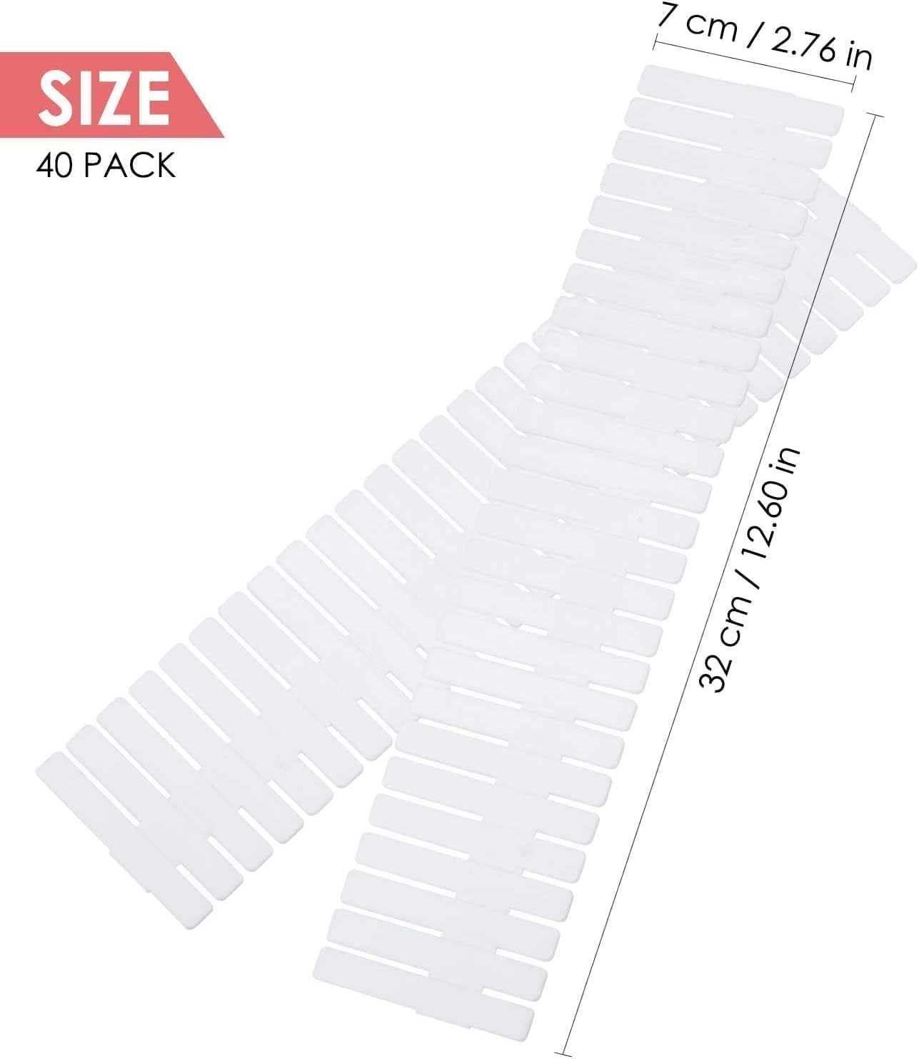 Flytianmy 40Pcs Drawer Dividers, Adjustable Drawer Organizer for Socks, Underwear, Makeup, Can Help Tidy Kitchen, Bedroom, DresserWhite