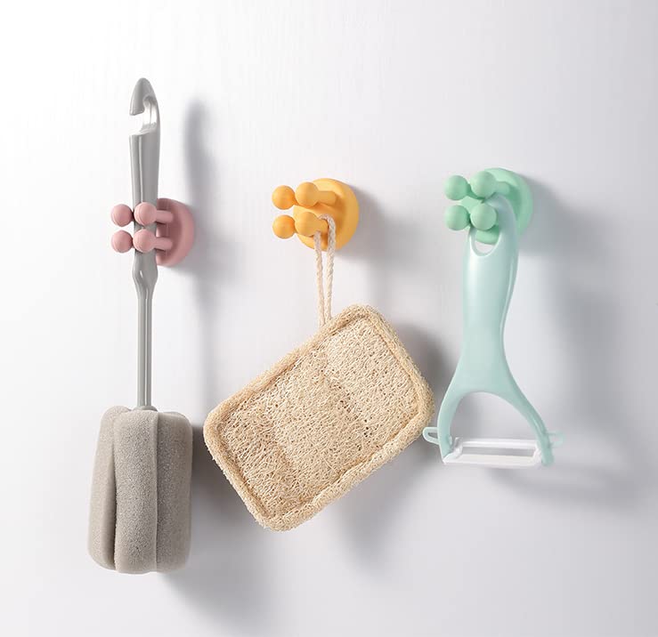 WUBAYI 4 pcs Silicone Toothbrush Holder Multi-Function Hook Waterproof self Adhesive Single Toothbrush Hook Plug Holder for Wall for Hanging Bathroom