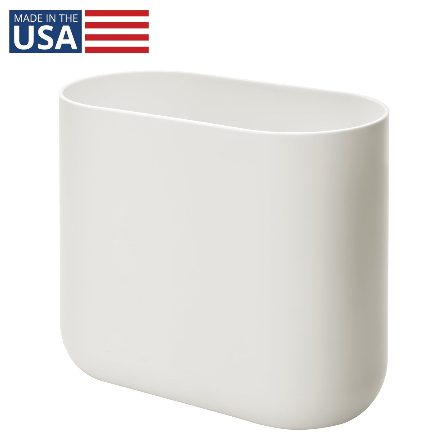 iDesign Recycled Plastic Slim Oval Waste Basket, The Cade Collection – 10.625” x 5.5” x 9.75”, Coconut