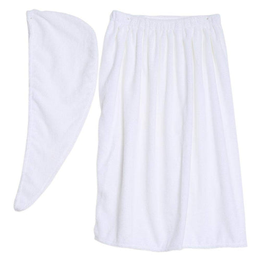 Dioche Women's Bath/Shower Wrap Towel with Hair Towel Wrap, Quick Dry Microfiber Bath Towel Body Wrap, Knee Length Bath Body Wrap Shower Robes with
