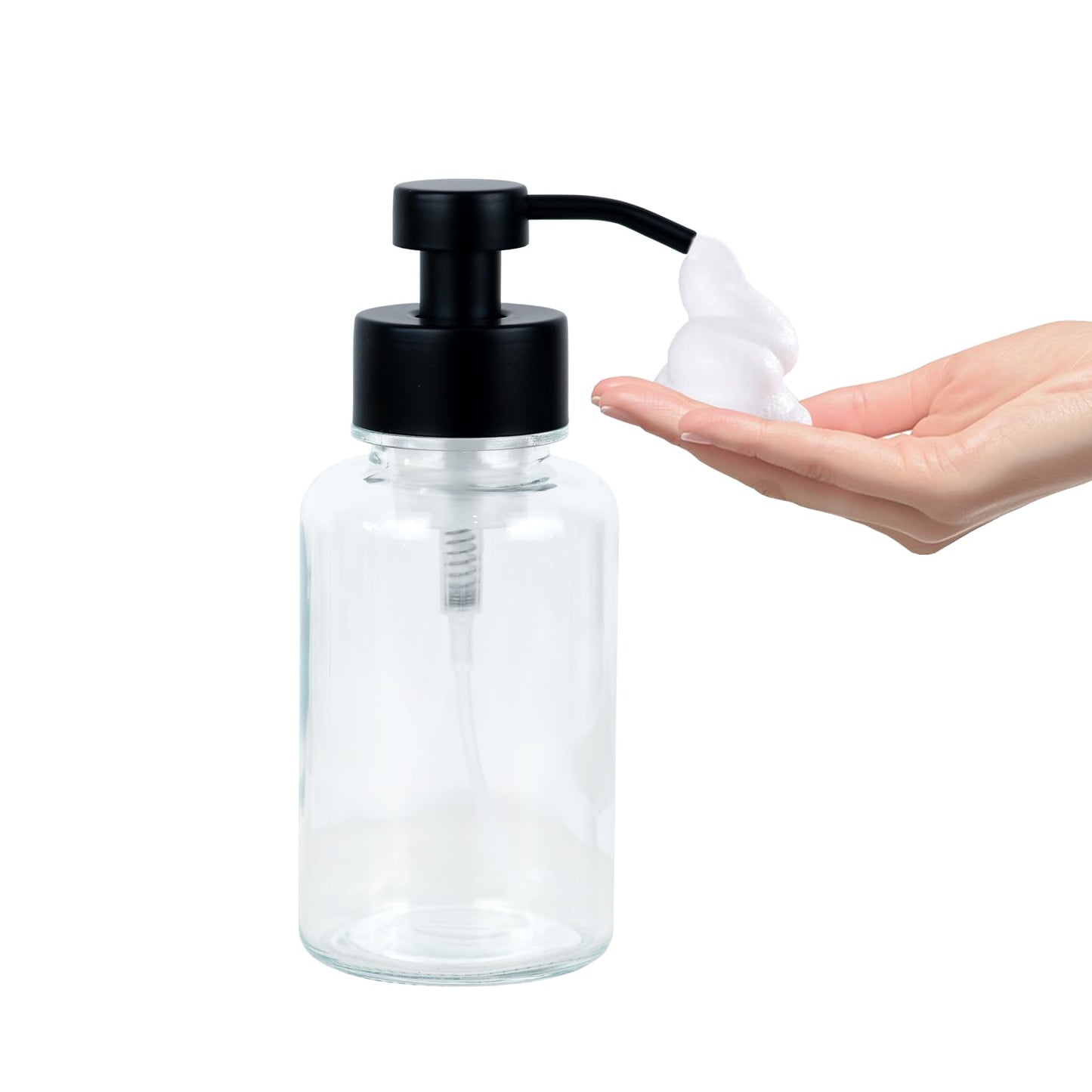 SDlumeiy 15 oz Amber-Tinted Thick Glass Foaming Soap Dispenser, Refillable Foaming Soap Dispenser with Black Rust-Proof Foam Pump