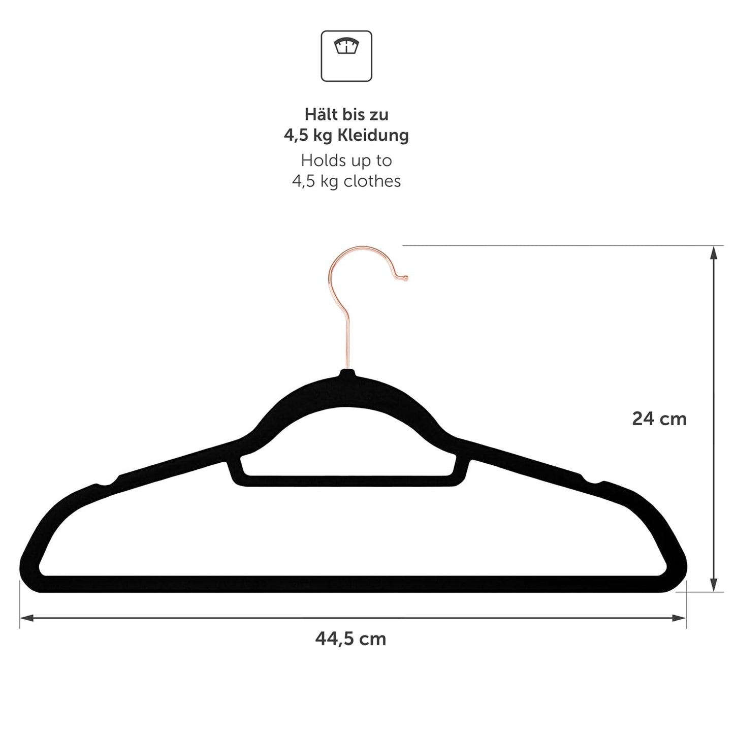 Blumtal Velvet Clothes Hangers 30 Pack – Non-Slip, Space-Saving, Heavy-Duty Hangers with 360° Swivel Hook – Rosegold/Black
