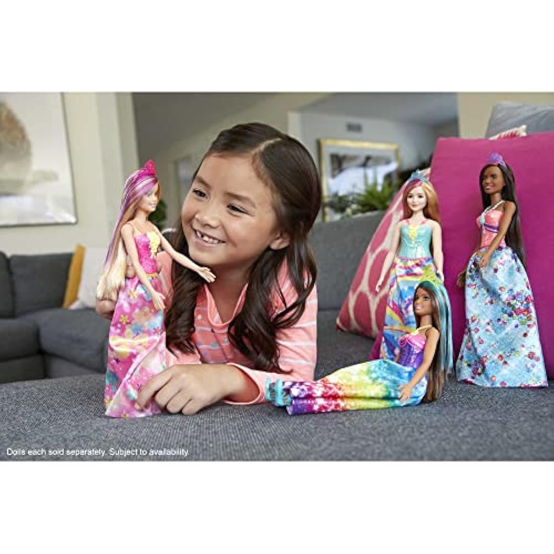 Barbie Dreamtopia Princess Doll, 12-Inch, Blonde with Purple Hairstreak Wearing Pink Skirt and Tiara, for 3 to 7 Year Olds, GJK13