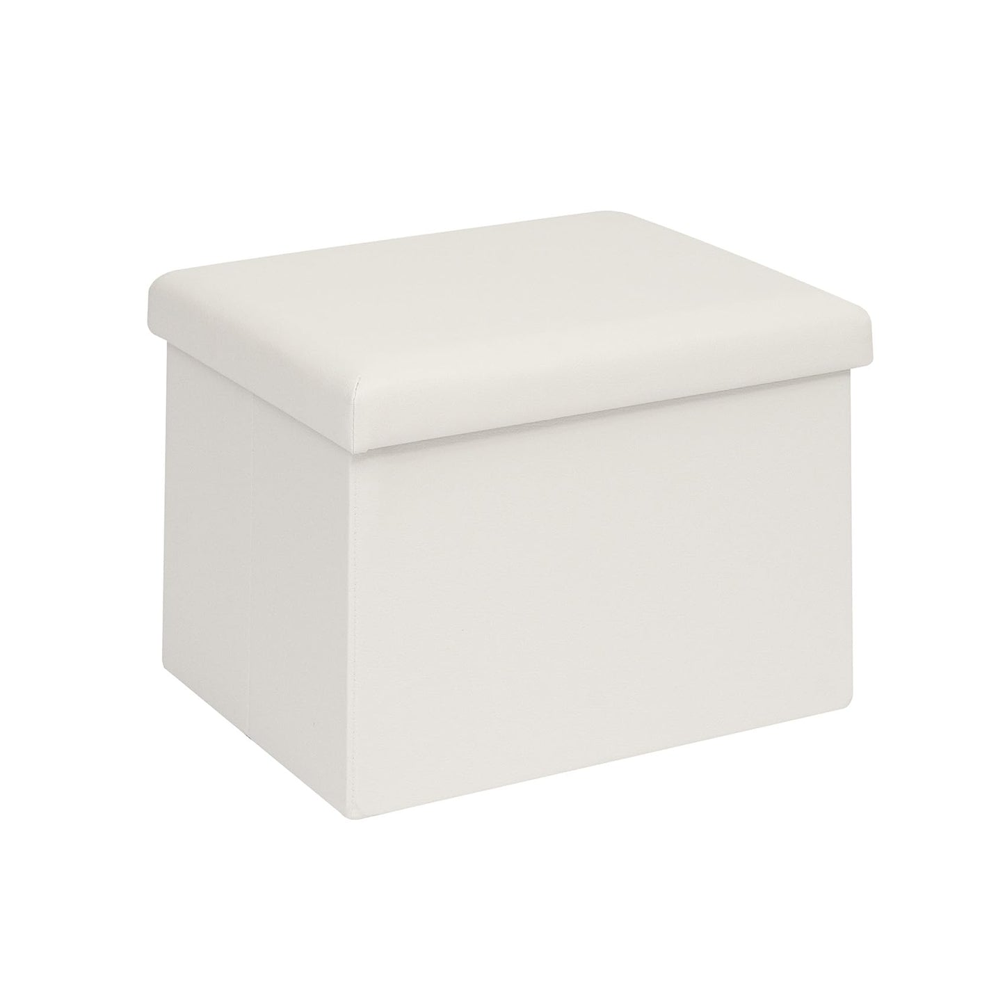 Bonlife Cream Ottoman Storage Box - Folding Foot Stool with Lid, Comfortable Storage Ottoman for Home,42x32x32 cm