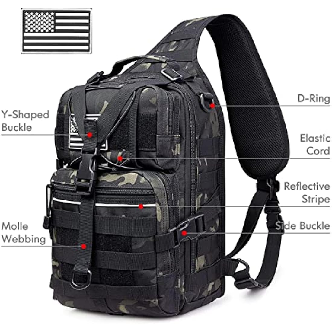 G4Free Tactical Sling Backpack Big Molle EDC Range Bag Pack Assault Military Shoulder Rucksack One Strap Daypack