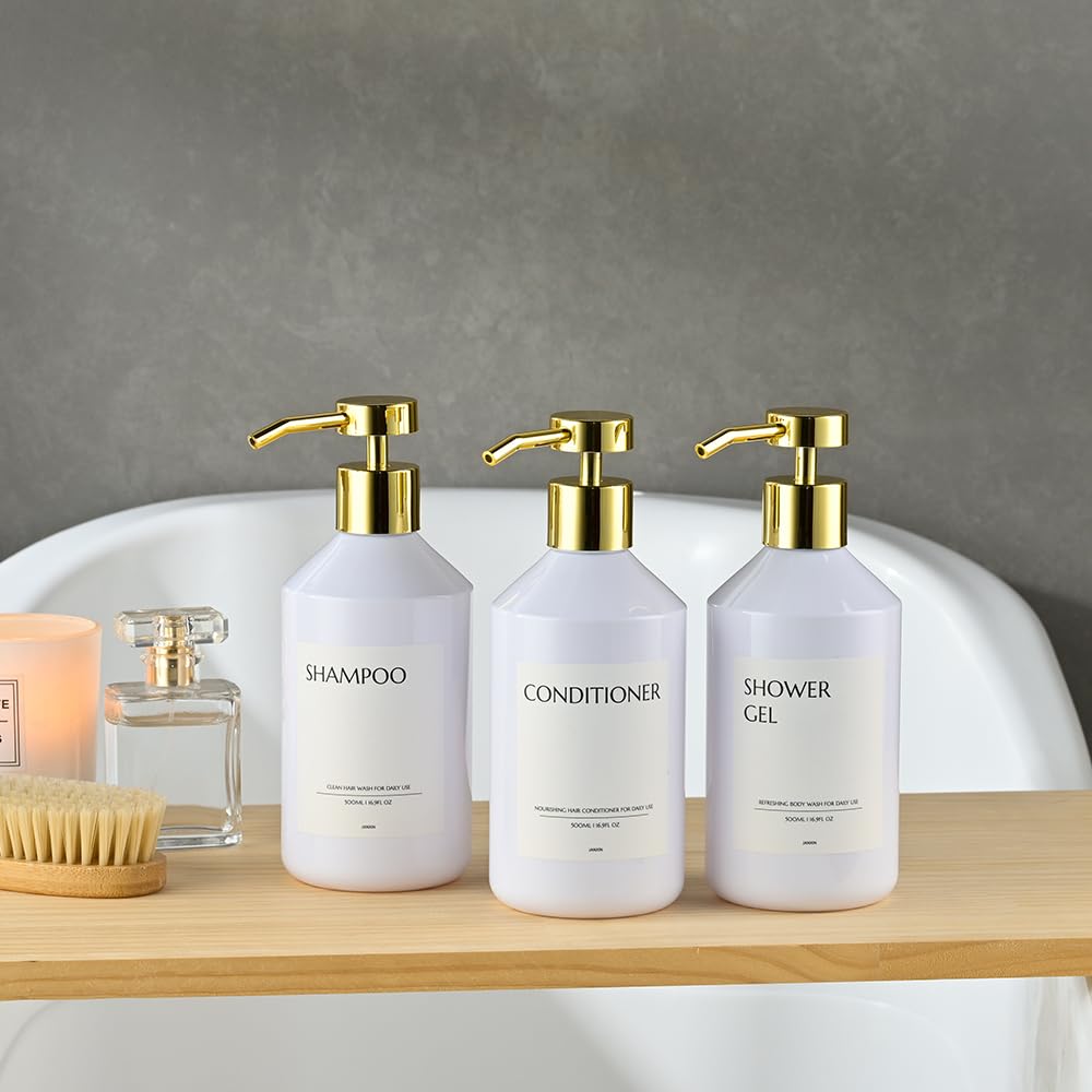 Janxin Pack of 3 Soap Dispensers, Wall Mounted, 500 ml, Wall Without Drilling, Soap Dispenser White, Detergent Dispenser for Kitchen and Bathroom