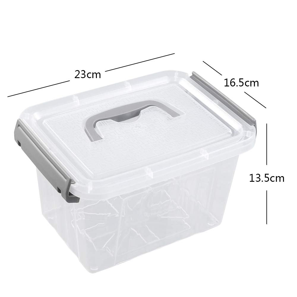 Waikhomes 6-Pack 6 L Storage Containers Bin with Lids (Grey handle)
