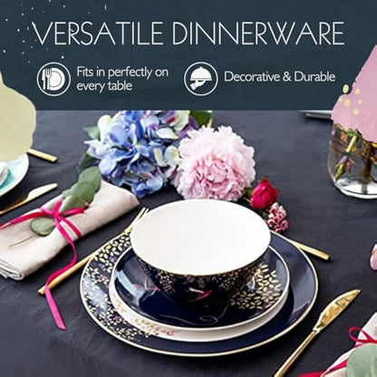Sara Miller SMC79243-XD London Chelsea Collection 12 Piece Tableware Set, Porcelain, Gold,white