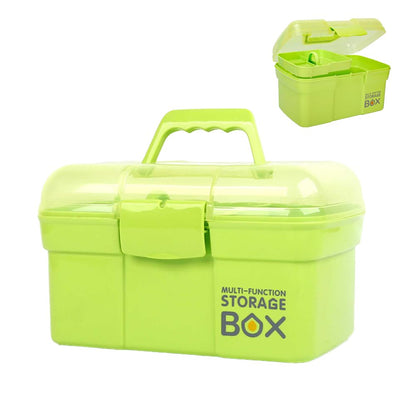 Storage Box with Removable Tray & Lid,Multipurpose Container Small Plastic Art Storage Box with Compartments,Craft Caddy for