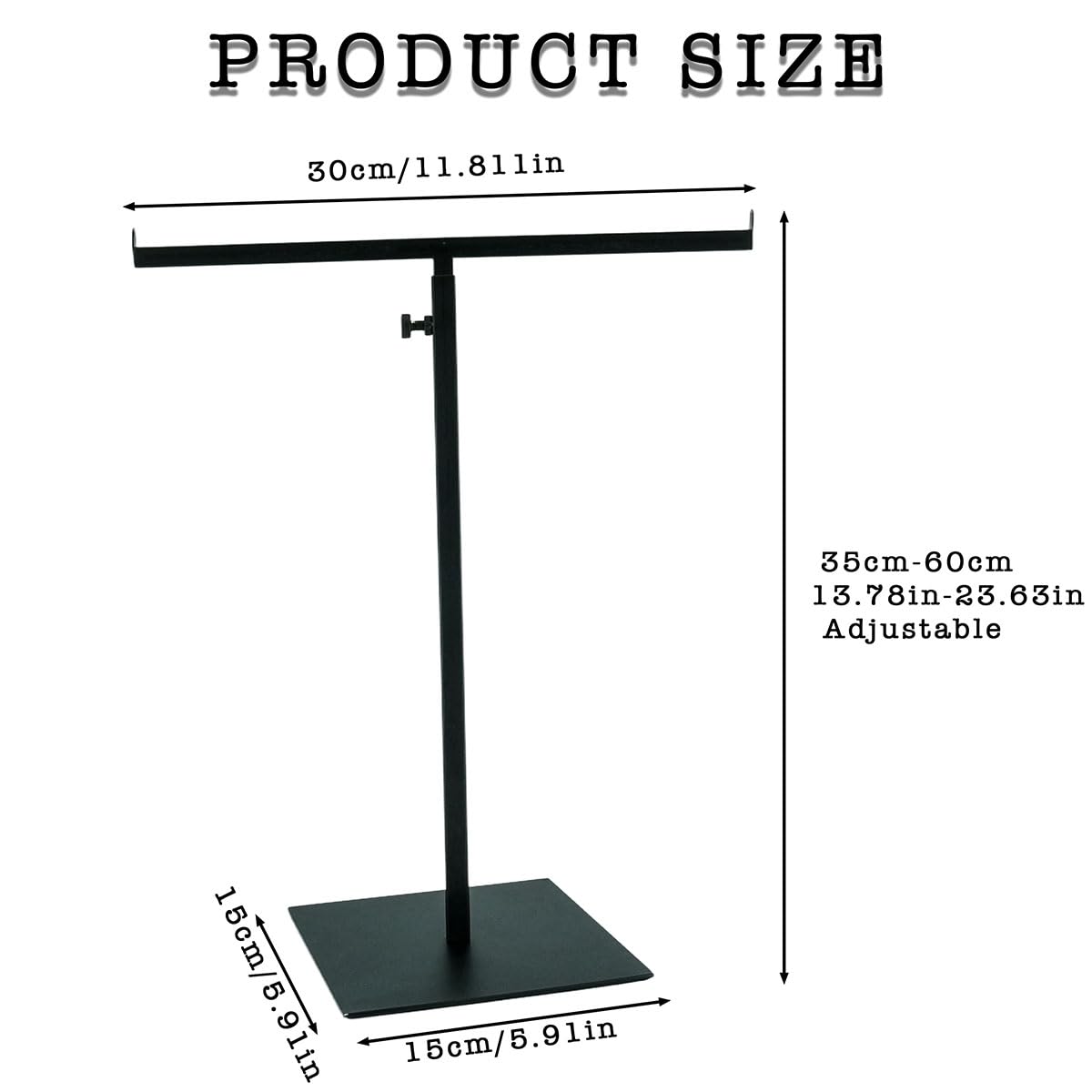 ciciment Purse Display Stand - Adjustable T-Bar Metal Handbag Rack with Double Hook Holder for Jewelry, Necklace, and Scarf
