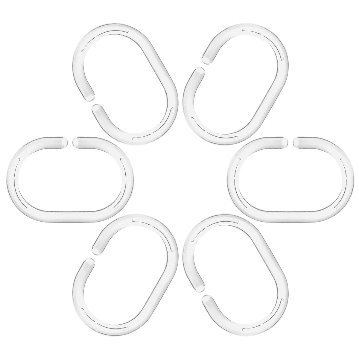 Plastic Shower Curtain Rings Hooks for Bathroom Shower Window Rod 24 Pack Clear