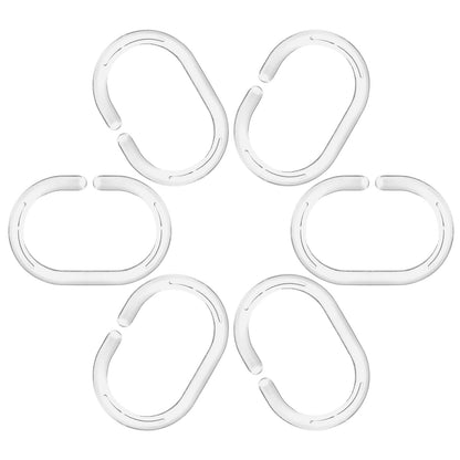 Plastic Shower Curtain Rings Hooks for Bathroom Shower Window Rod 24 Pack Clear