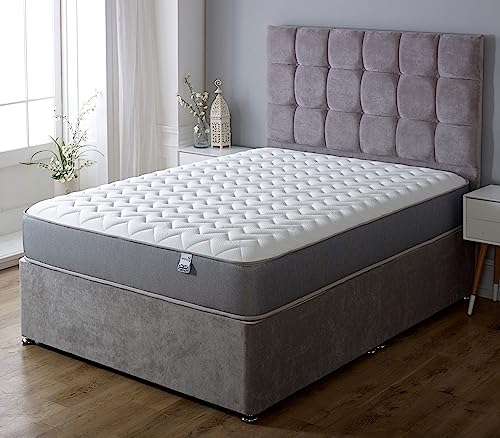 Starlight Beds Essentials Zig Zag Double Mattress with Springs and Memory Foam. 7.5 Inch Budget Mattress. Grey, Soft Firmness (135x190x19cm)