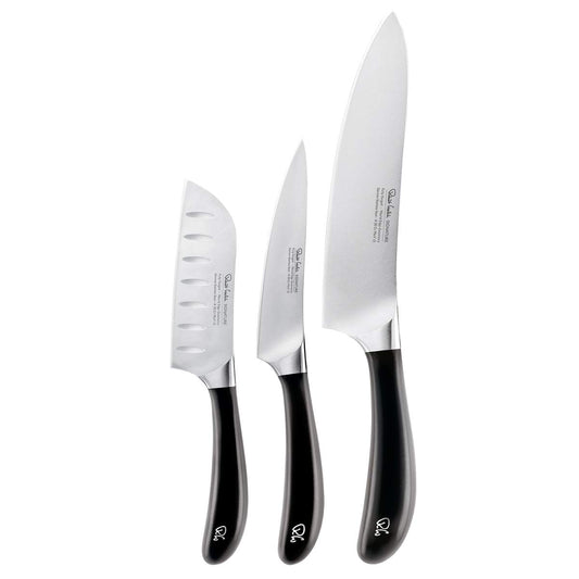 Robert Welch Signature Home Chef Set 3 Piece. Multi Award Winning Design ? Santoku 11cm, Kitchen/Utility 12cm, Cook?s 18cm.