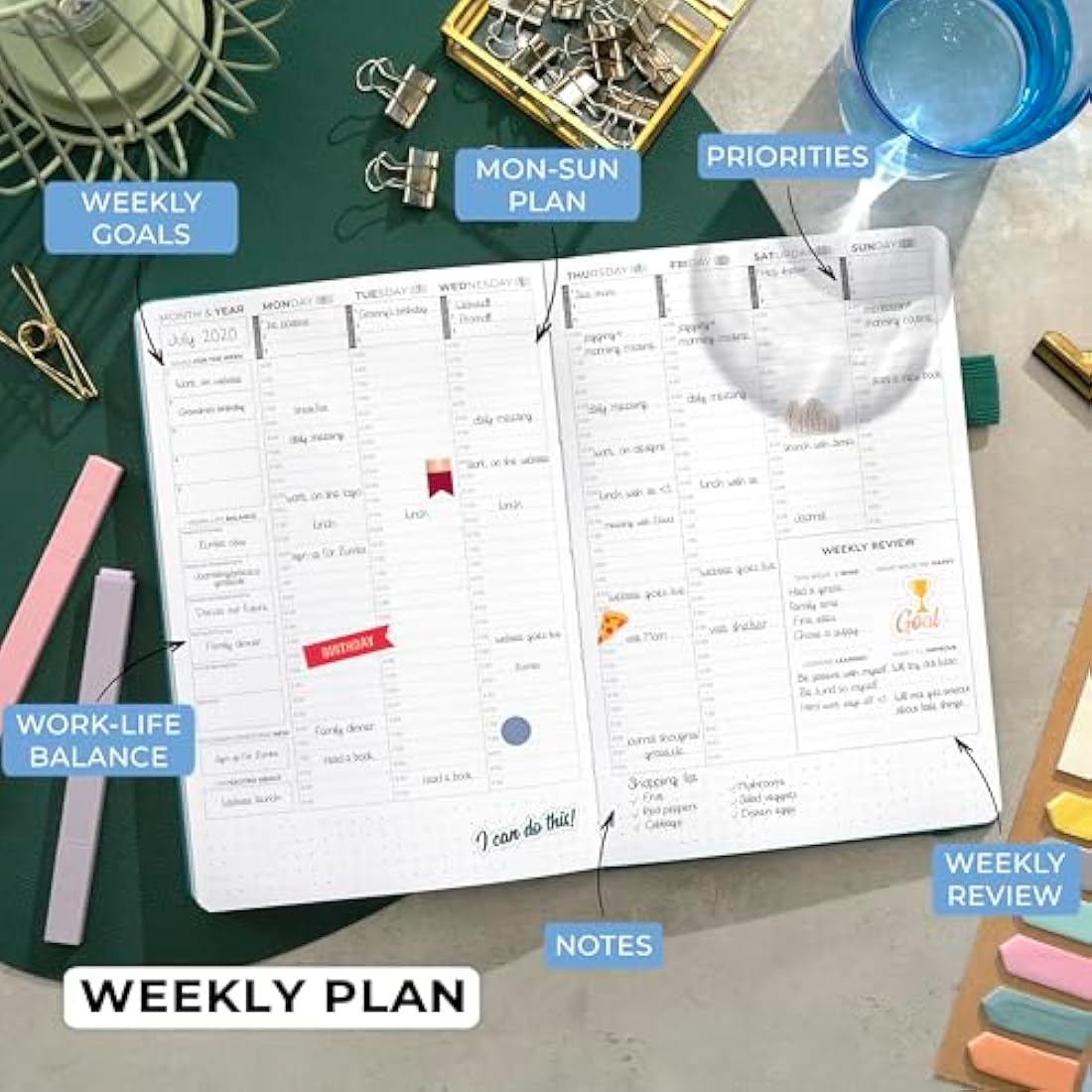 Clever Fox Planner Schedule – Undated Weekly & Monthly Life Planner with Time Slots, Appointment Book & Daily Organizer, A5 (Turquoise)